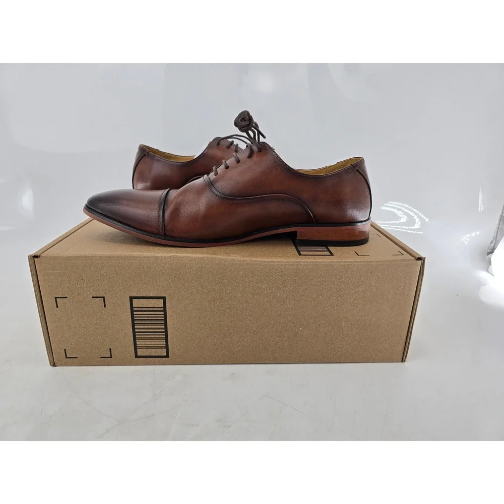 Tommy Hilfiger Saylor Cap Toe Oxford Mens 13 Brown Dress Shoes TMSAYLOR -Good